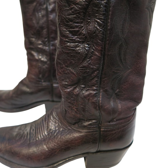 Dan Post Cowboy Western Boots‎ Brown Leather Detailed Stitching Men's Size 9.5D - Picture 4 of 14